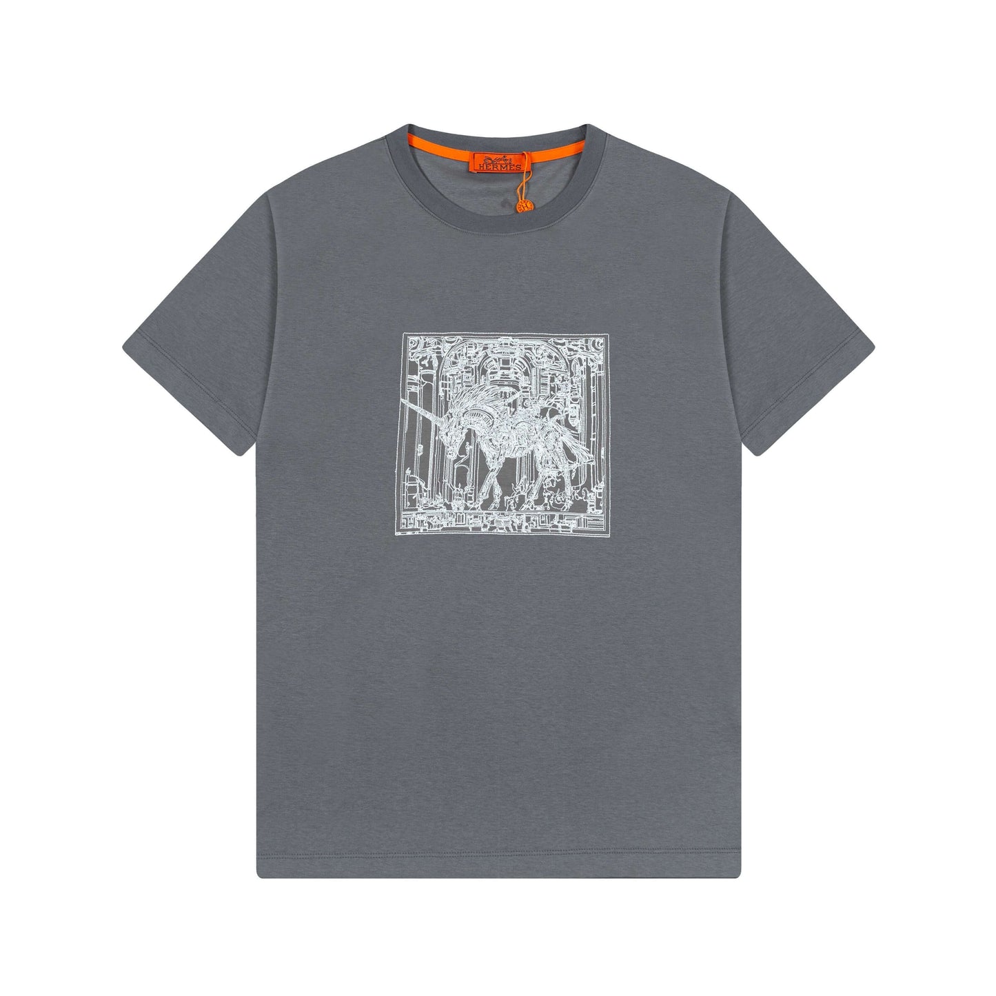 Camiseta bordada con caballo exquisito