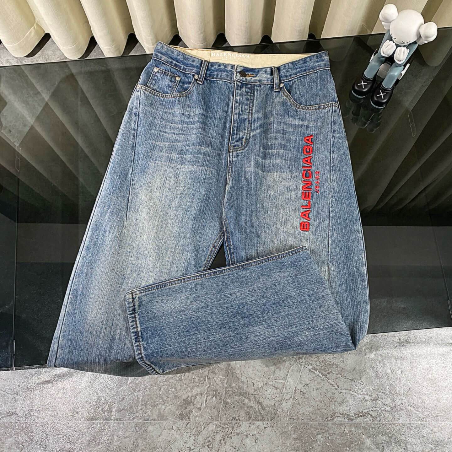 Red Embroidered Jeans