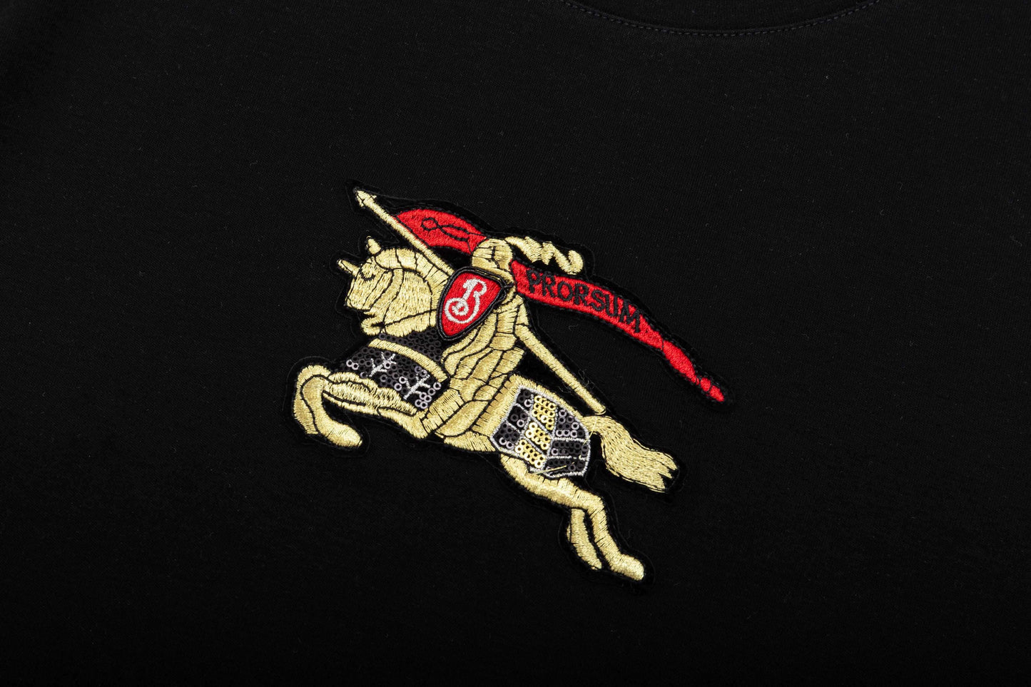 Camiseta con patrón bordado de caballero