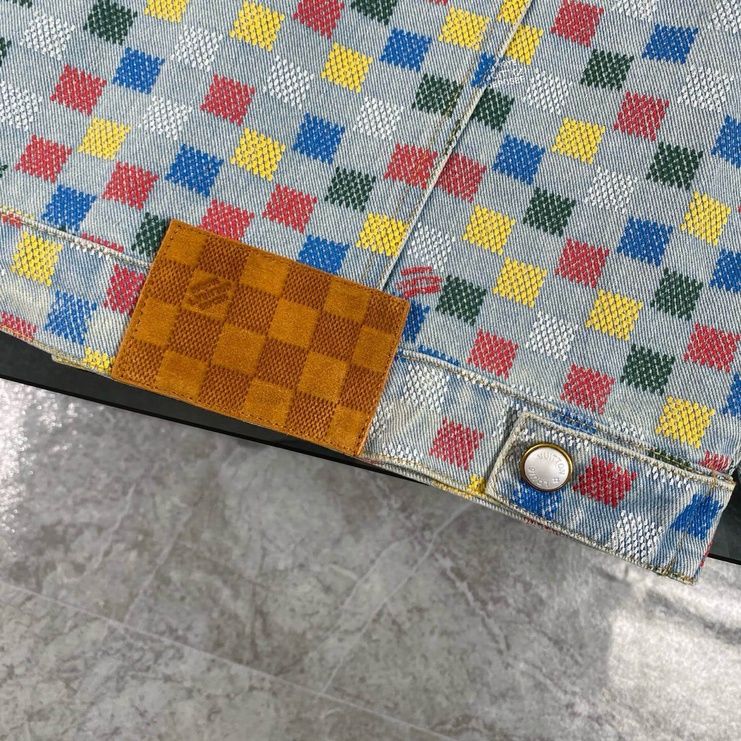 Pixel Checkerboard Denim Jacket