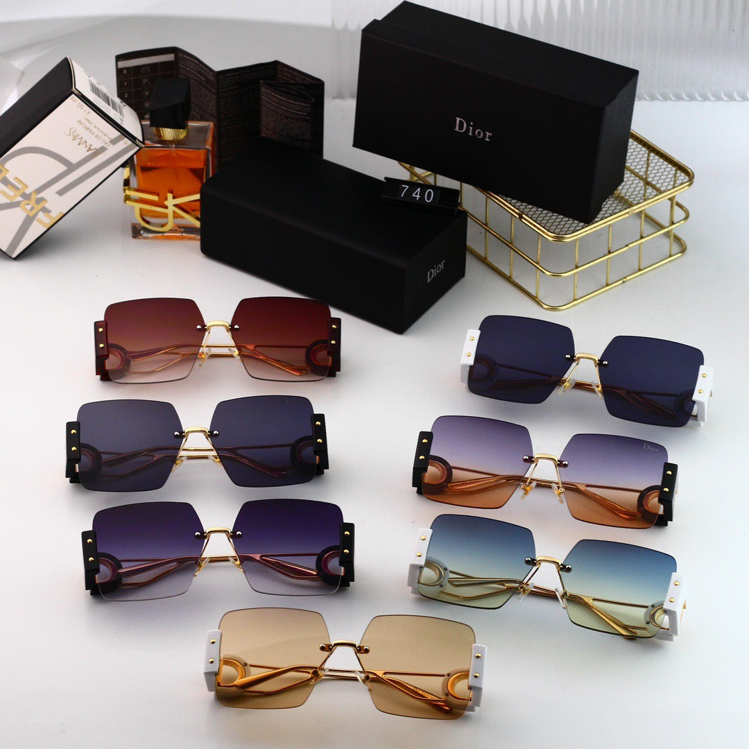 Gafas de sol de patchwork sin marco de moda