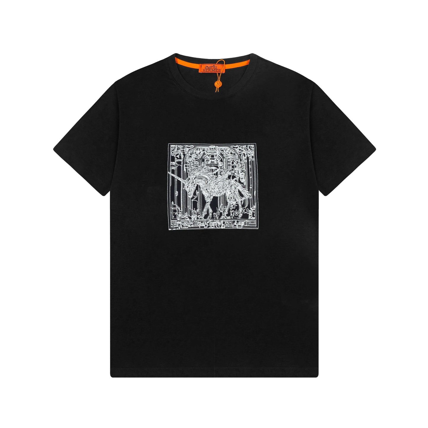 Camiseta bordada con caballo exquisito