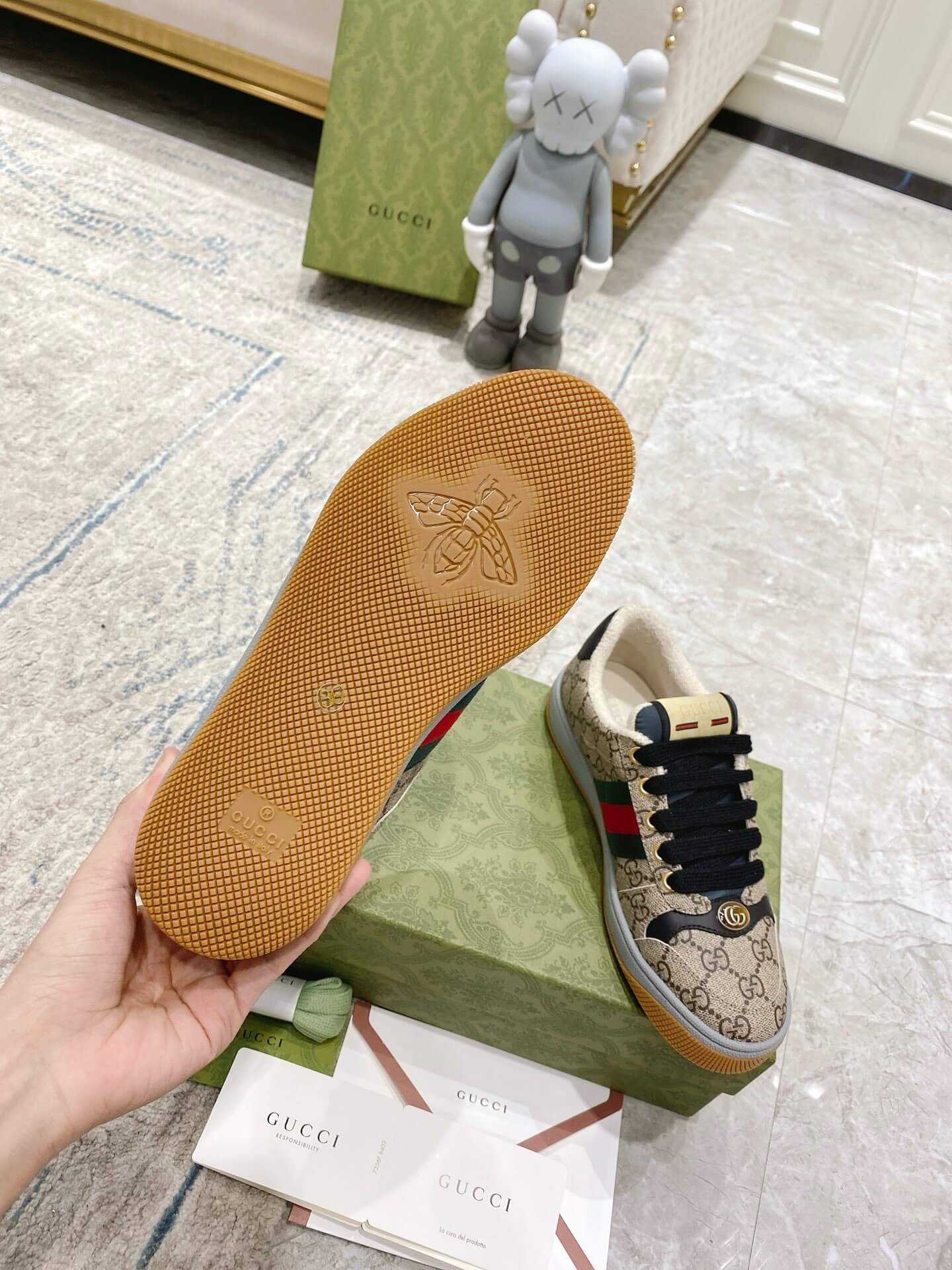 Metallic Double-G Gray Sneakers