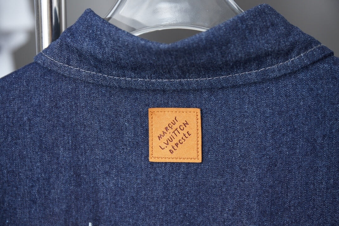 Letter Embroidered Denim Shirt
