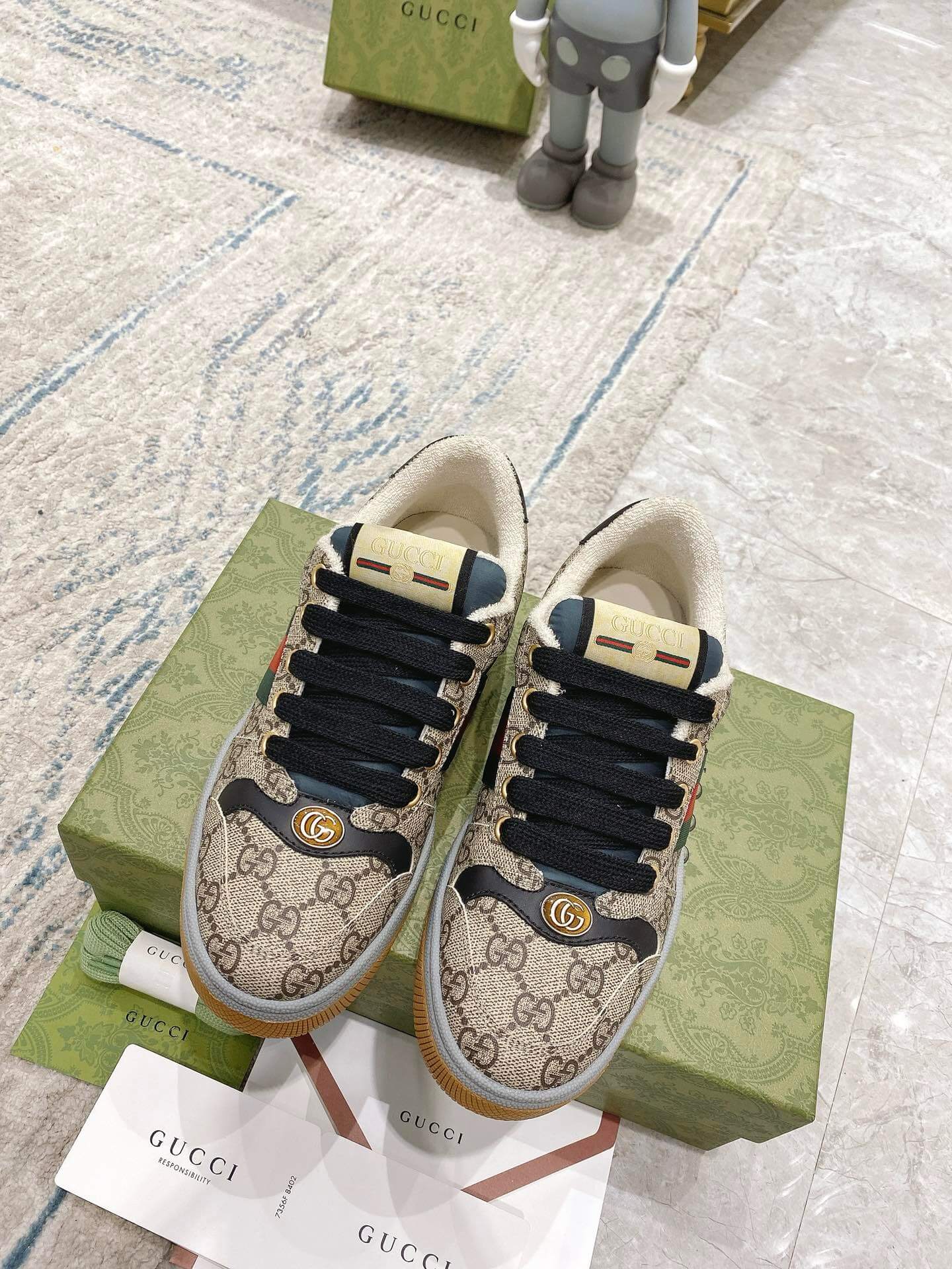 Metallic Double-G Gray Sneakers