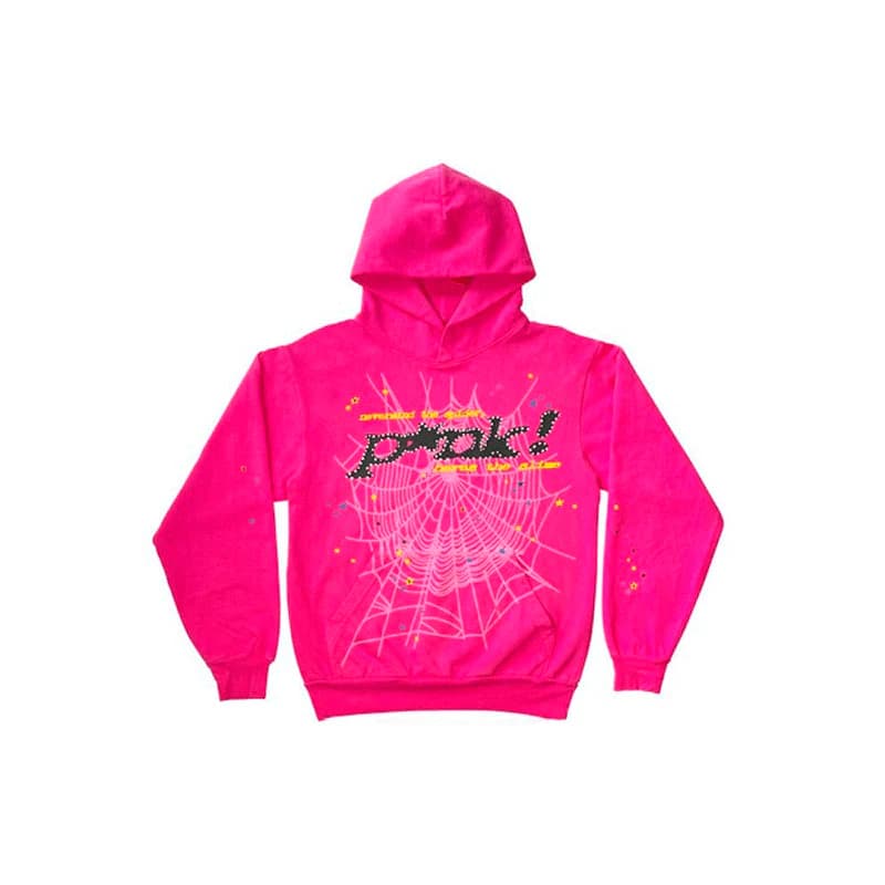 Sudadera con capucha clásica web negra y rosa