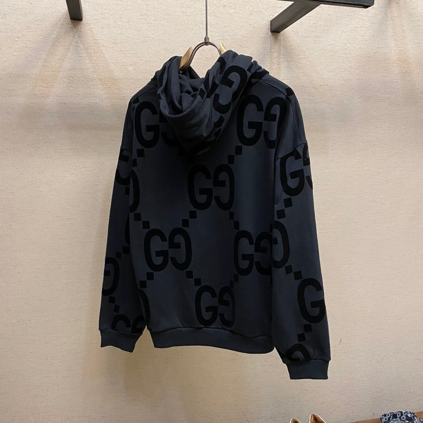 Black All-Over Print Stylish Hoodie