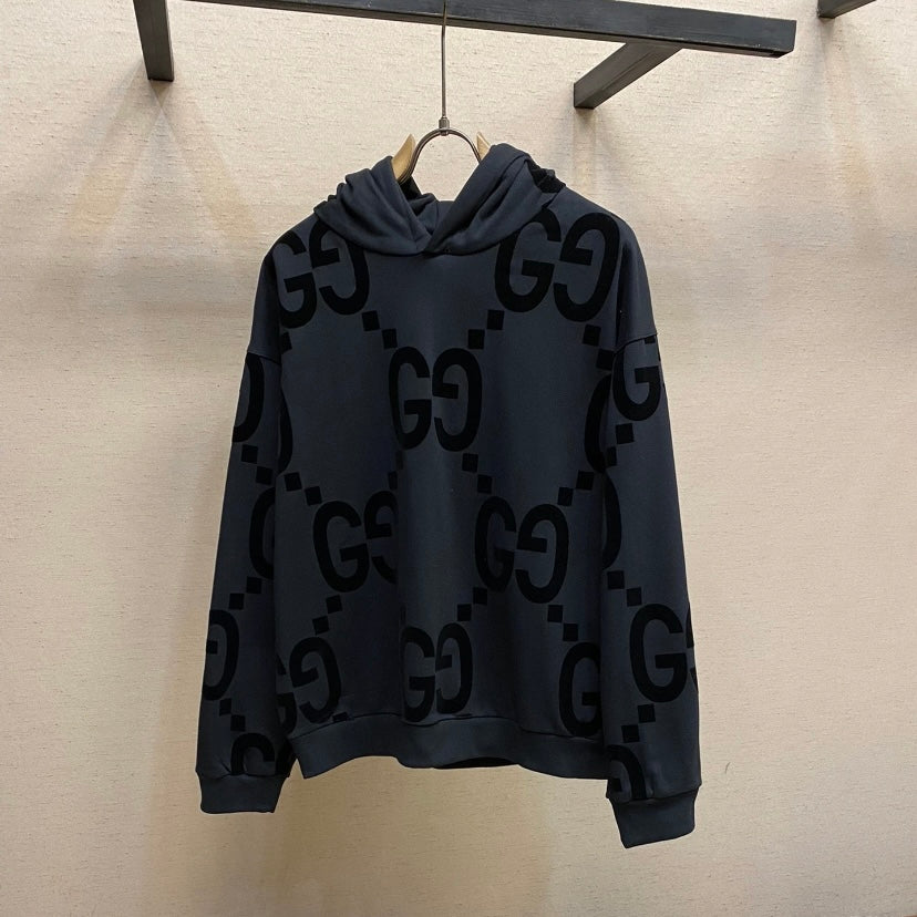 Black All-Over Print Stylish Hoodie
