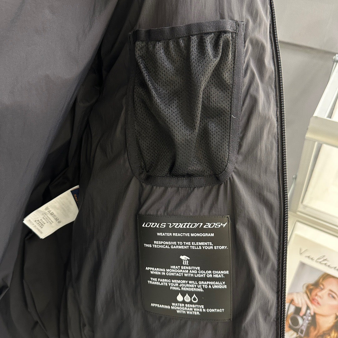 Chaqueta de plumón de tela que cambia de color sensible a la temperatura