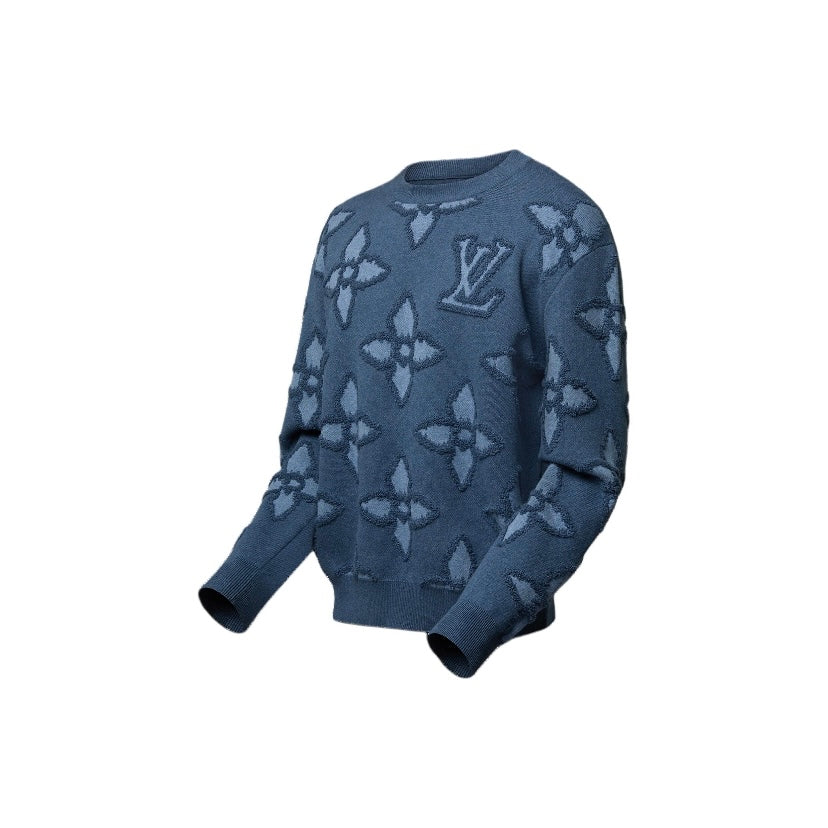 Suéter azul de cuello redondo