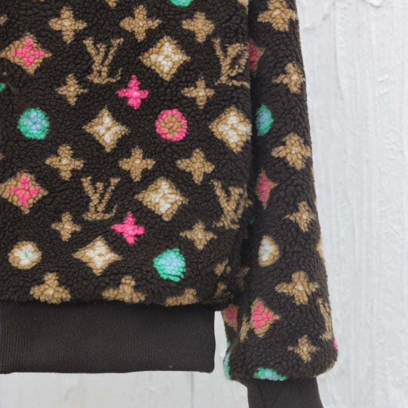 Chaqueta de piel de oveja con estampado integral