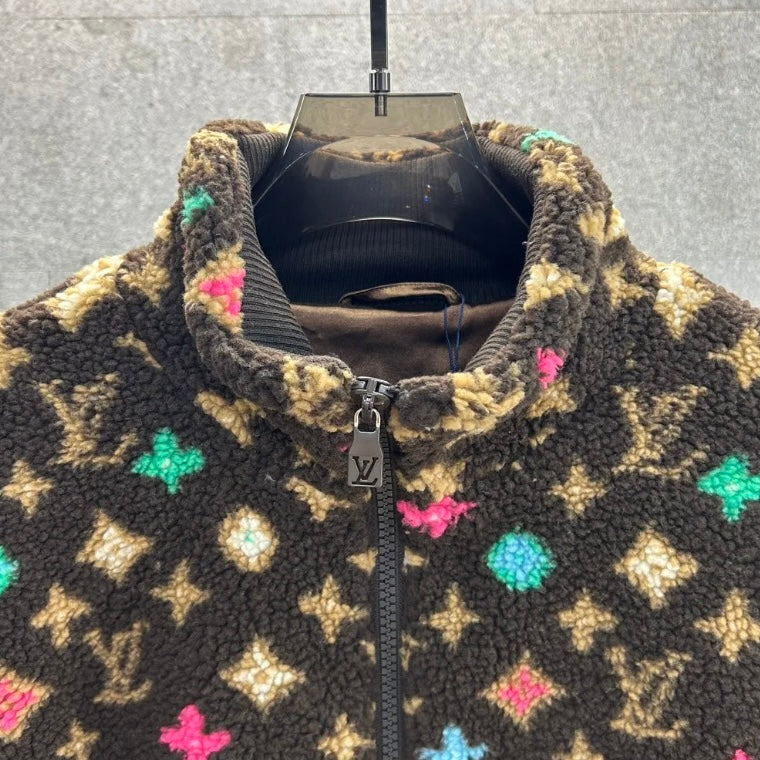 Chaqueta de piel de oveja con estampado integral