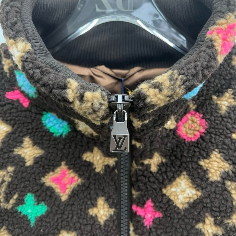 Chaqueta de piel de oveja con estampado integral