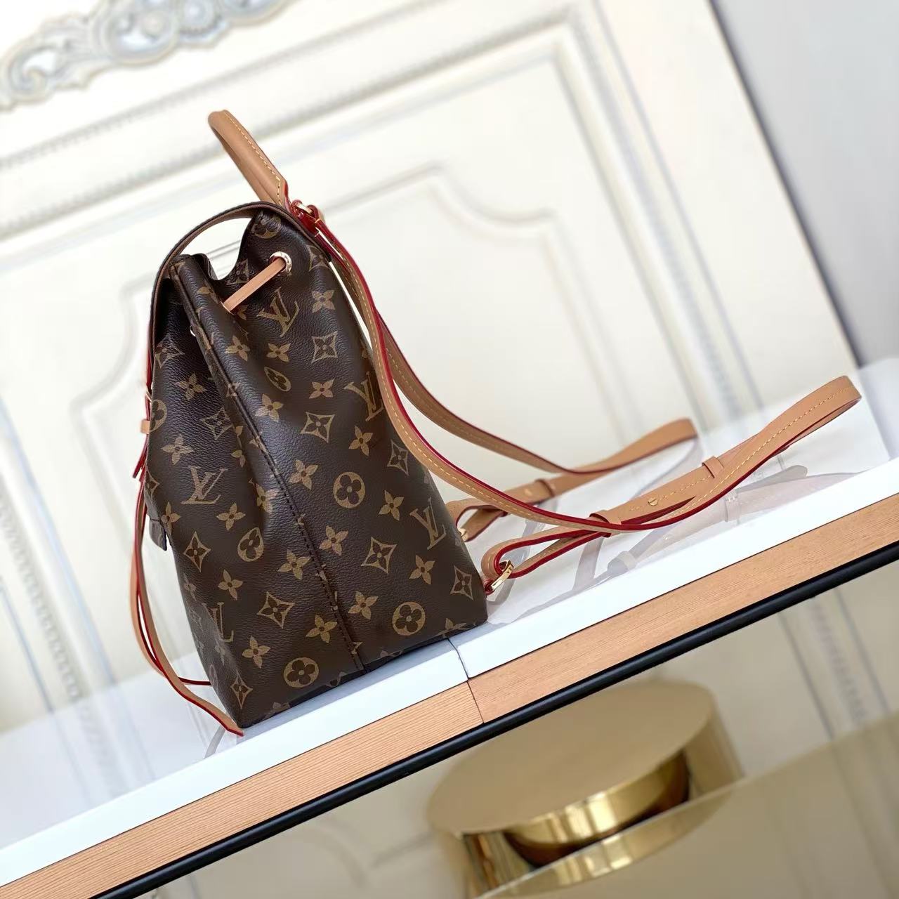 Sac à dos classique à cordon de serrage avec monogramme