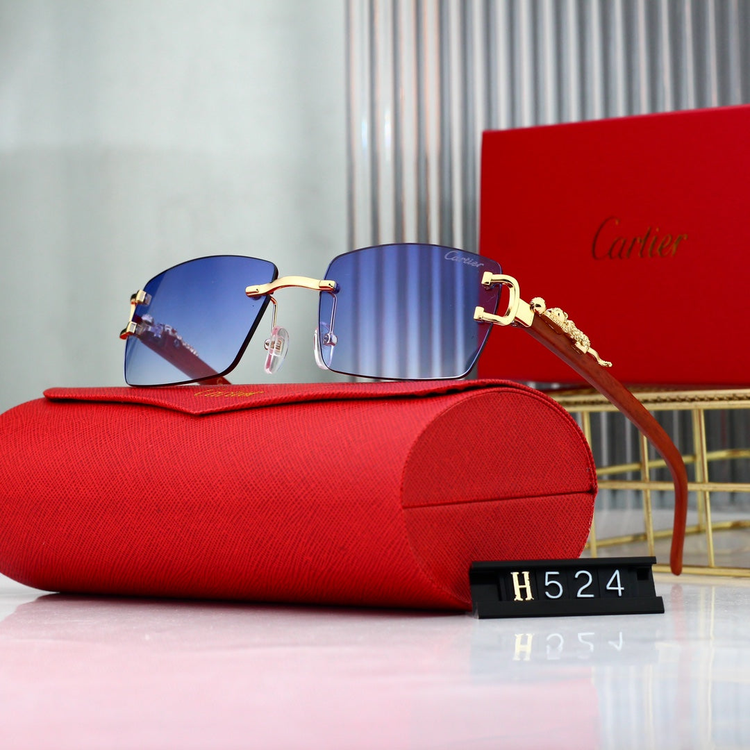 Gafas de sol vintage sin marco con estampado de leopardo
