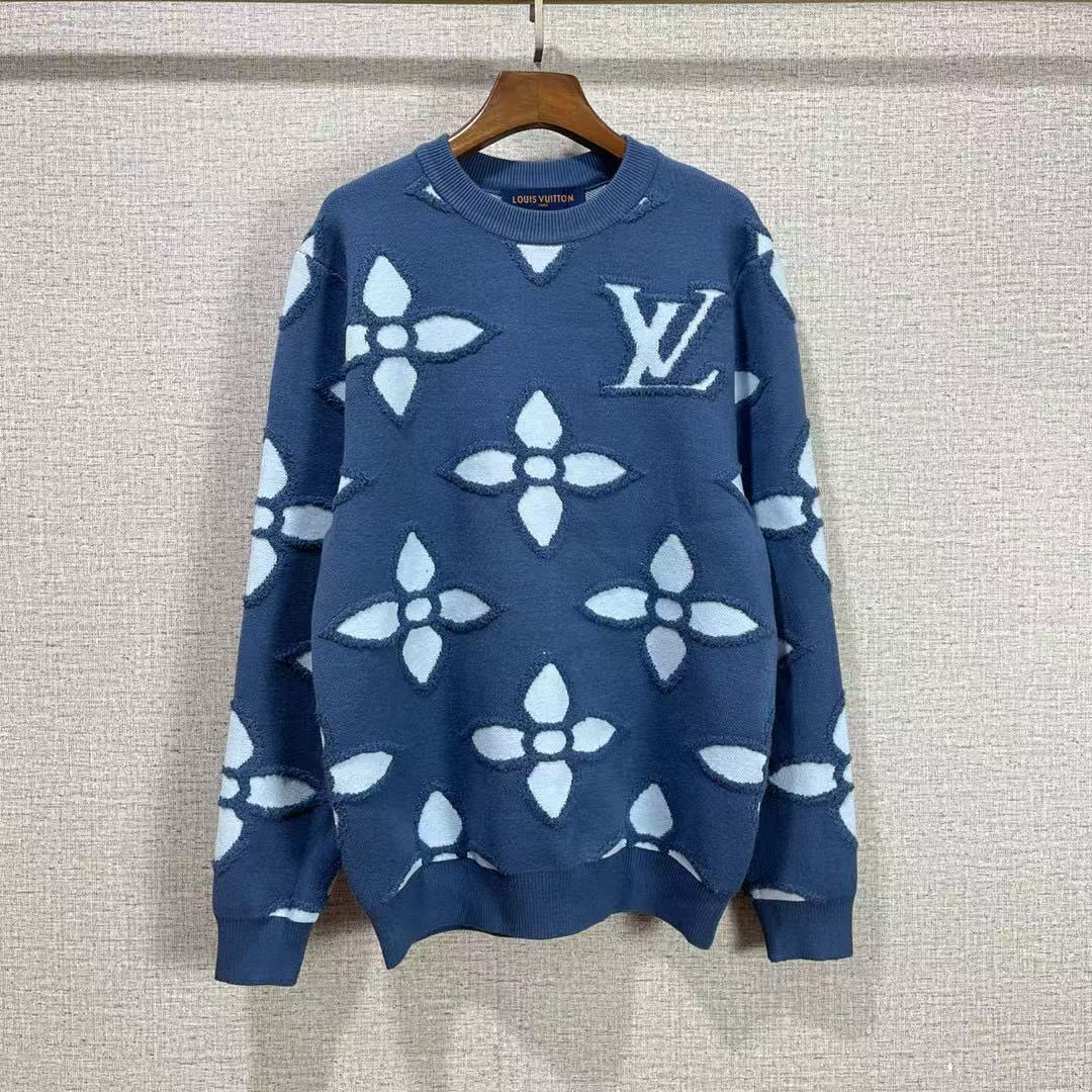 Suéter azul de cuello redondo