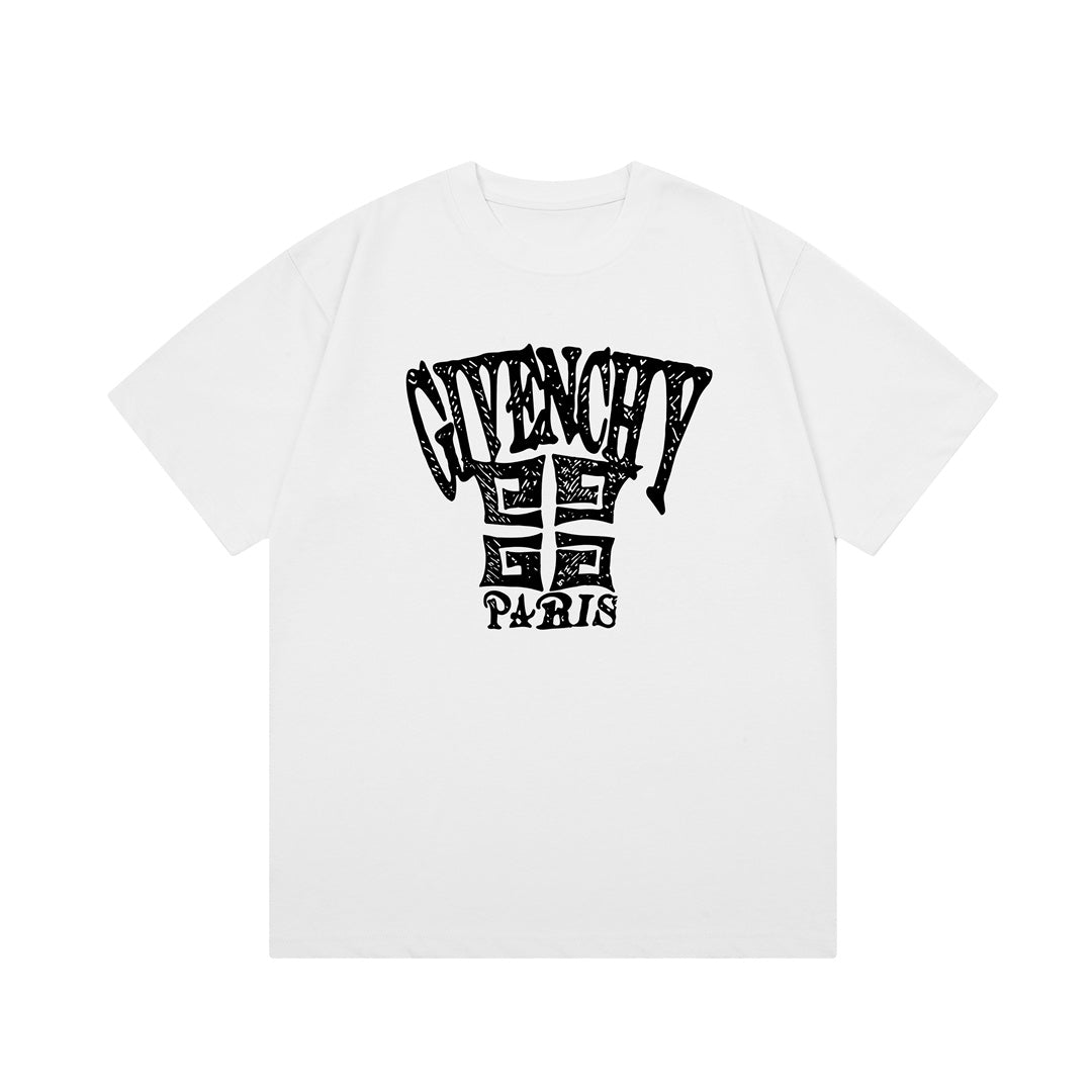 Camiseta con estampado de letras dibujadas a mano