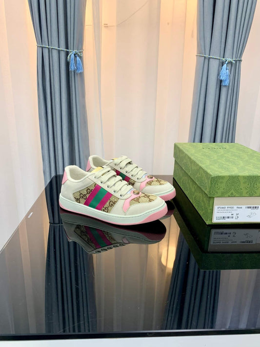 Pink and Green Stripe Sneakers