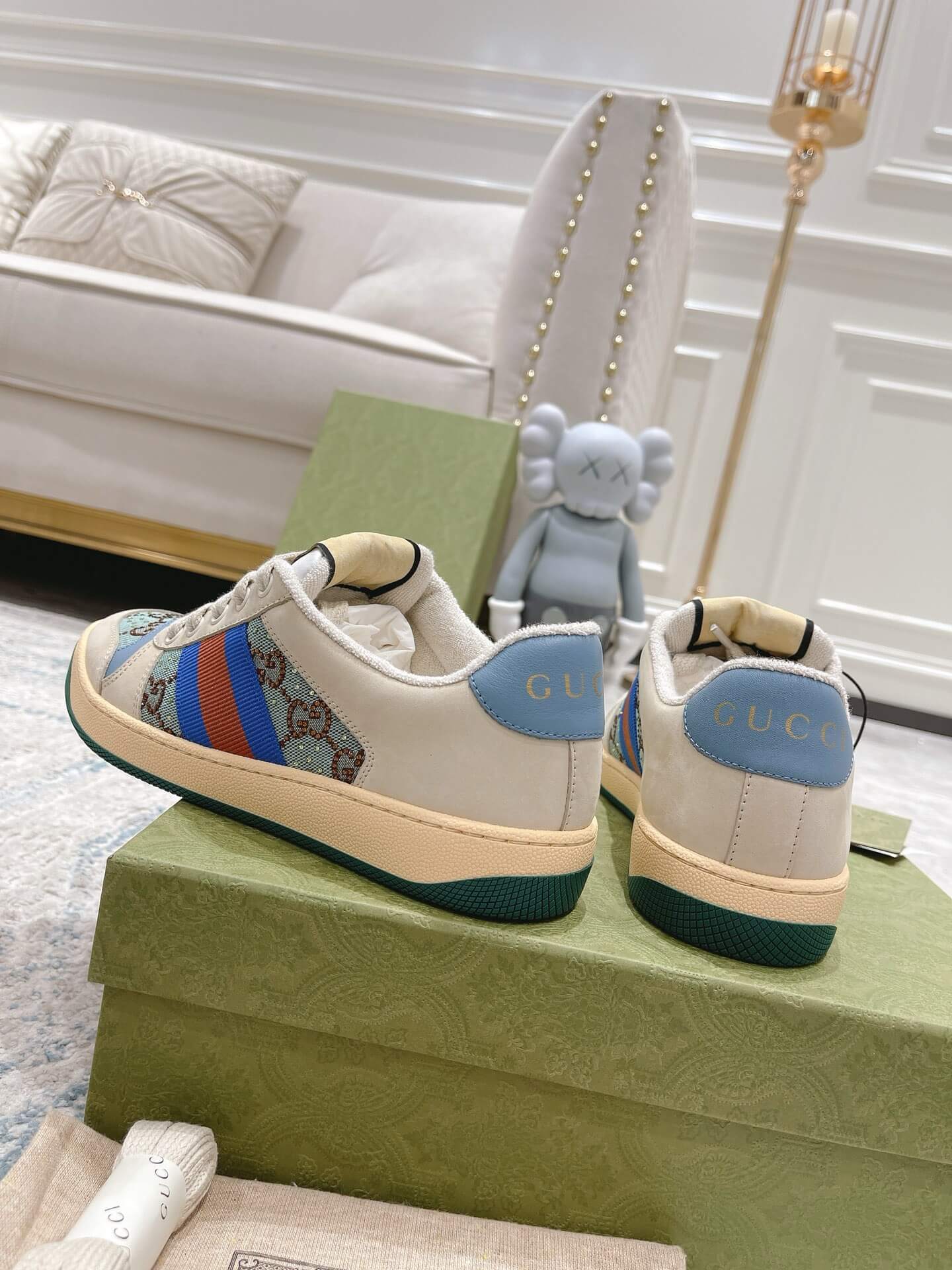 Metallic Double-G Blue Sneakers