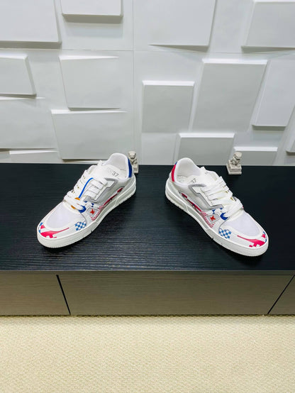 Red and Blue Plaid Sneakers