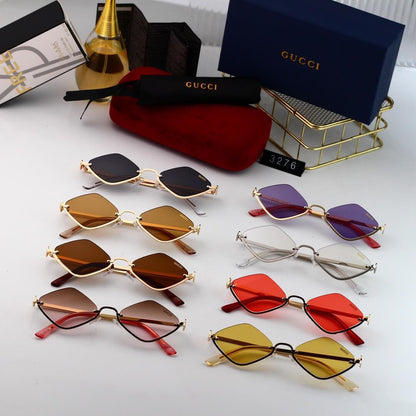 Gafas de sol de moda con media montura y rombos