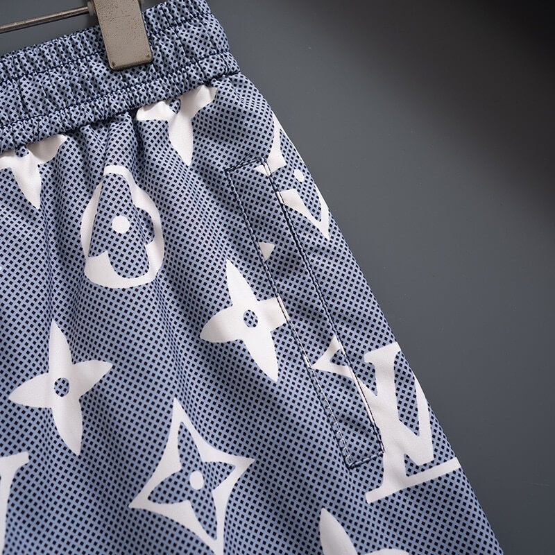 Blue Full Print Beach Shorts