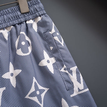 Blue Full Print Beach Shorts