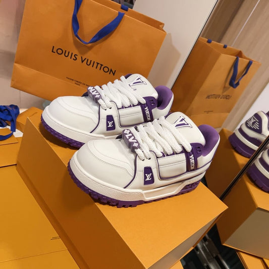 Trendy Purple Leather Sneakers