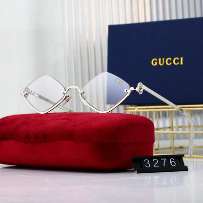 Gafas de sol de moda con media montura y rombos