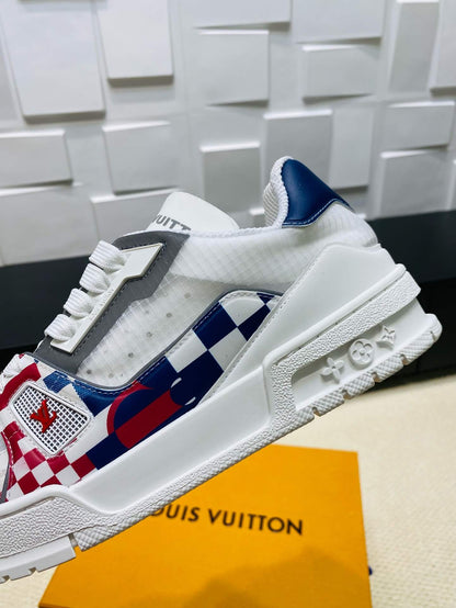 Red and Blue Plaid Sneakers