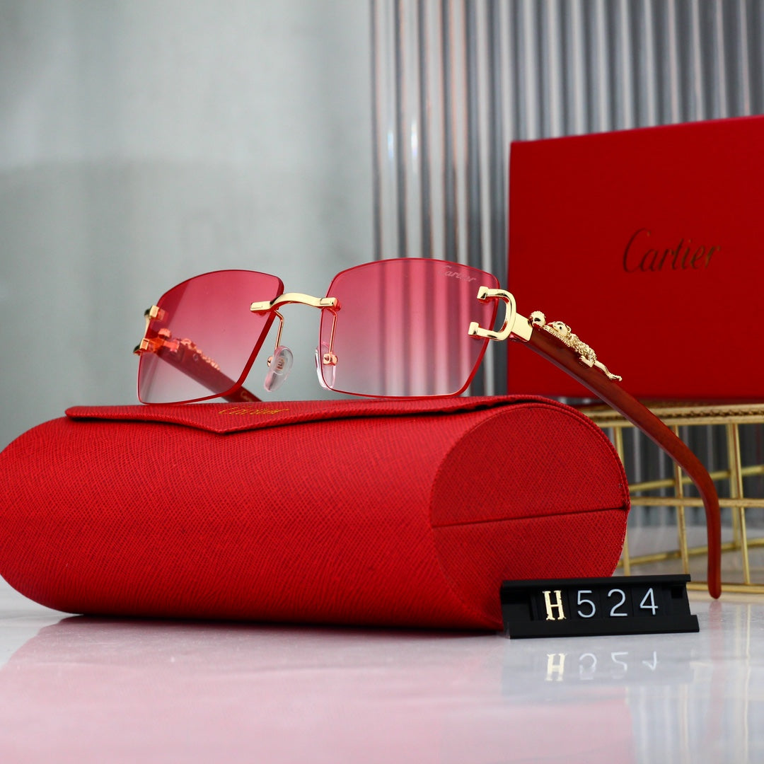 Gafas de sol vintage sin marco con estampado de leopardo