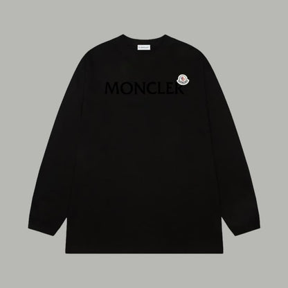 Classic Flocked Letter Cotton Long Sleeve Shirt