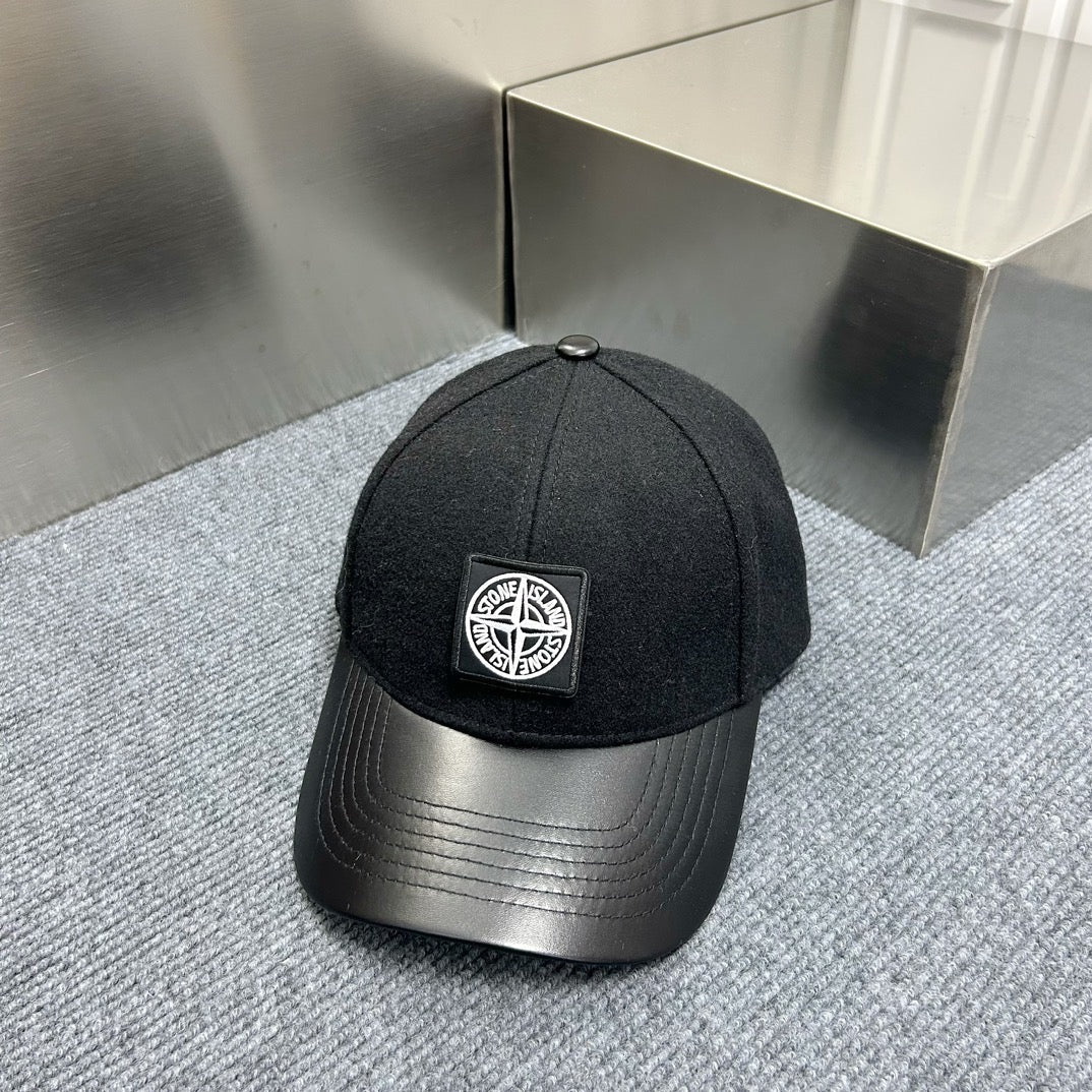 Gorra de béisbol con patchwork de mezcla de lana