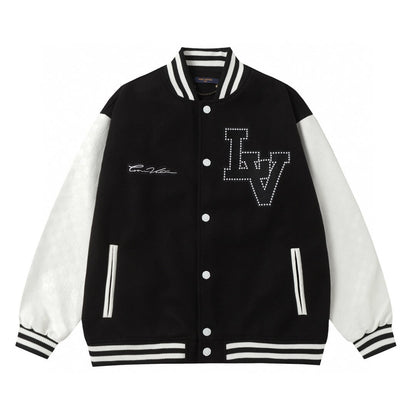 Chaqueta de béisbol con ribete de perlas