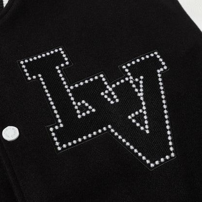 Chaqueta de béisbol con ribete de perlas