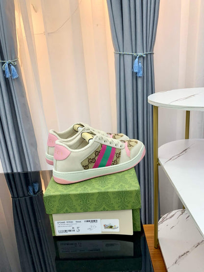 Pink and Green Stripe Sneakers