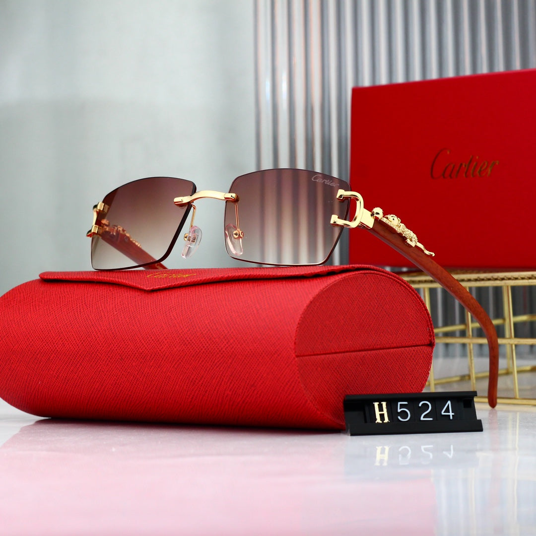 Gafas de sol vintage sin marco con estampado de leopardo