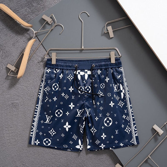 Deep Blue Full Print Beach Shorts