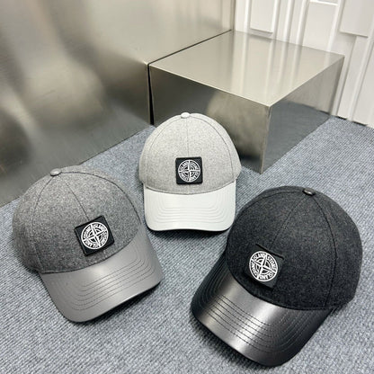 Gorra de béisbol con patchwork de mezcla de lana