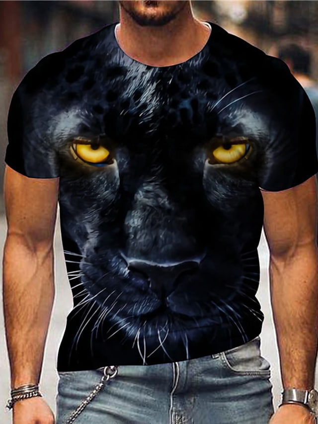 Men's Unisex T shirt Tee Animal Graphic Prints Crew Neck Black 3D Print Outdoor Street Short Sleeve Print Clothing Apparel Sports Designer Casual Big and Tall / Summer / Summer