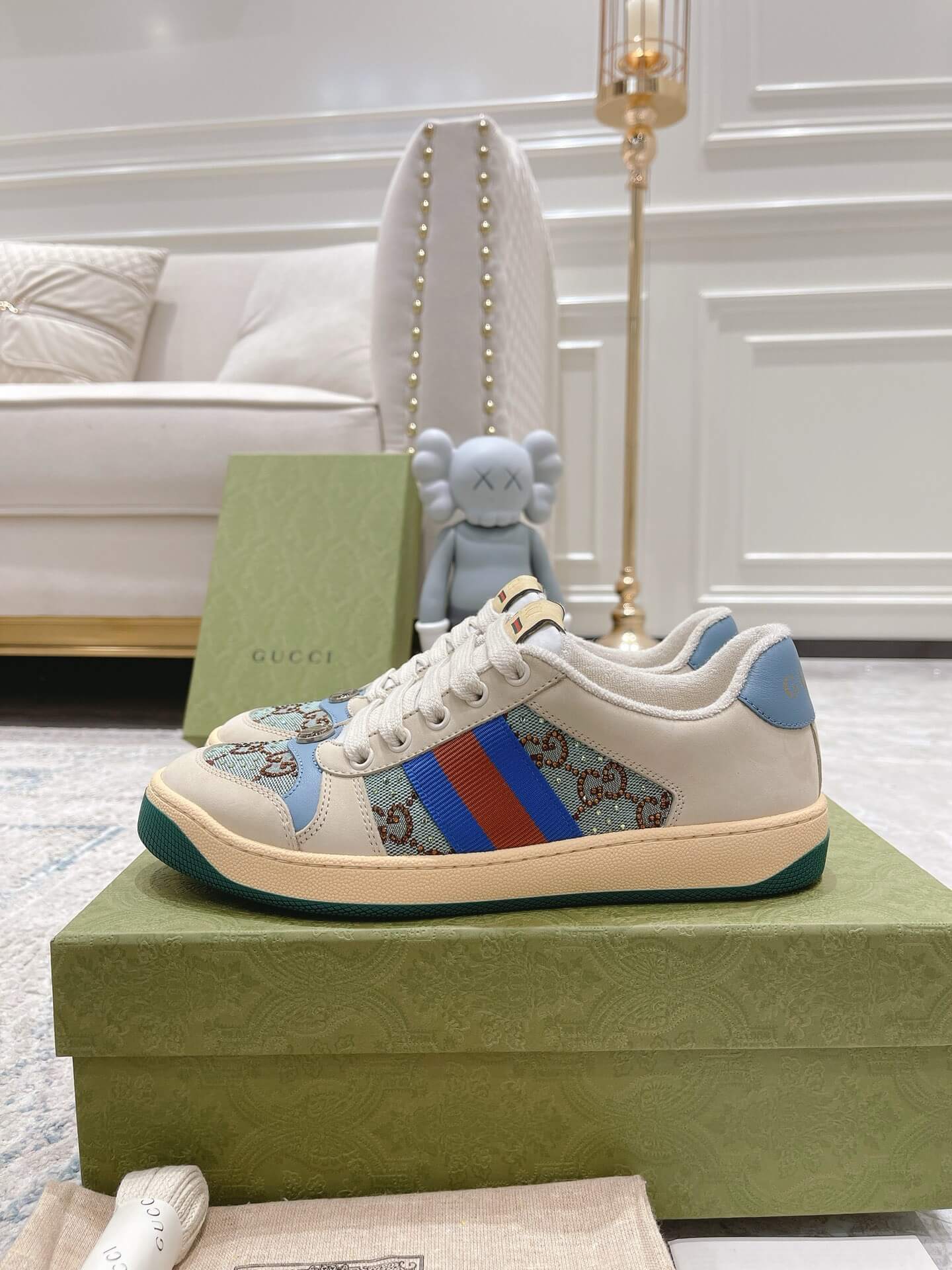 Metallic Double-G Blue Sneakers