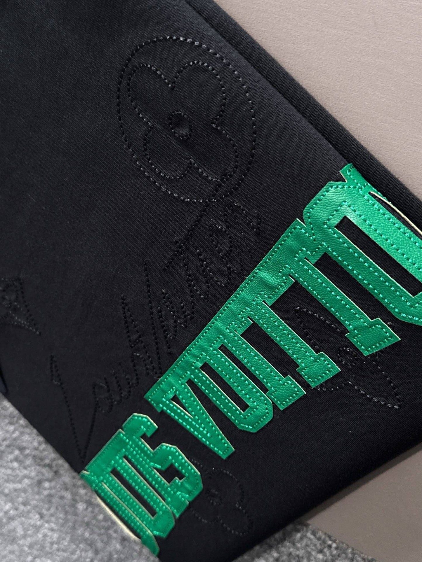 Green Embroidered Letter T-Shirt