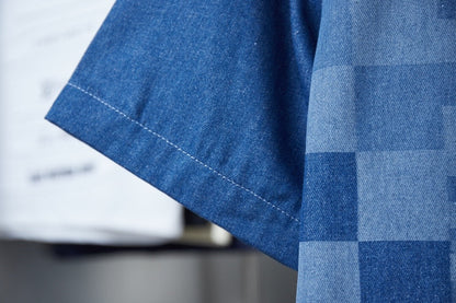 Mosaic Plaid Denim Shirt