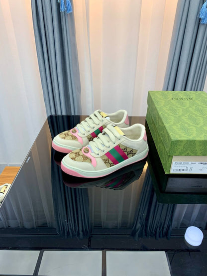 Pink and Green Stripe Sneakers