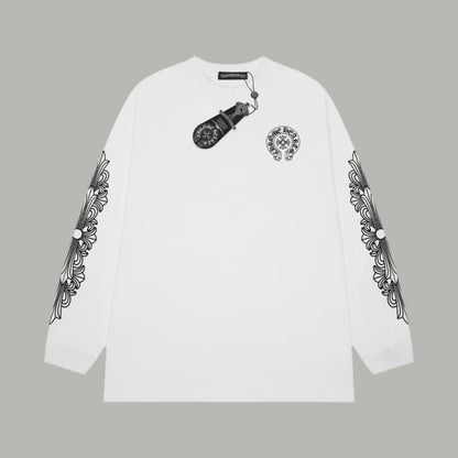 Classic Sanskrit Print Cotton Long Sleeve Shirt