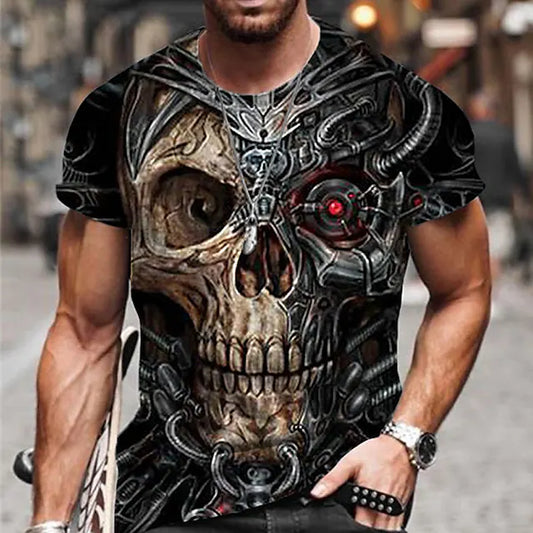 Men's Unisex T shirt Tee Skull Graphic Prints Crew Neck Green Blue Red Black 3D Print Outdoor Street Short Sleeve Print Clothing Apparel Sports Designer Casual Big and Tall / Summer / Summer