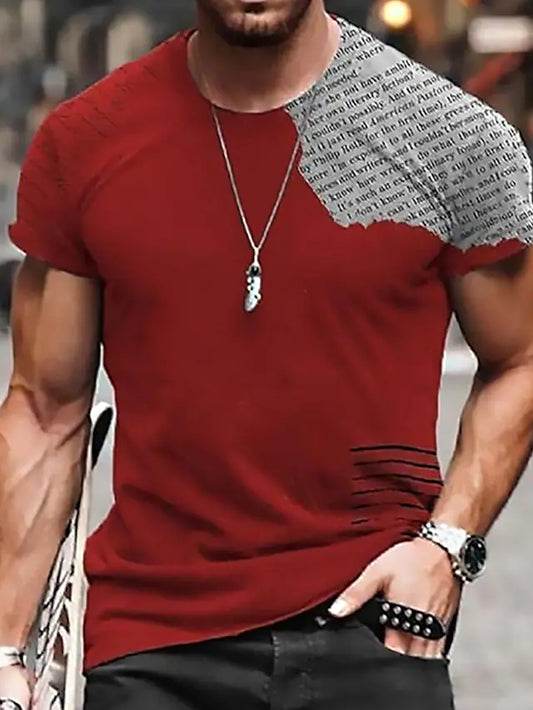 Men's Unisex T shirt Tee Shirt Tee Letter Graphic Prints Crew Neck Red 3D Print Daily Holiday Short Sleeve Print Clothing Apparel Designer Casual Big and Tall / Summer / Summer