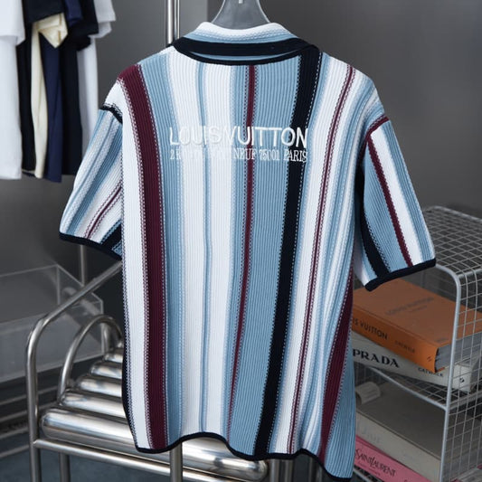 Striped Crochet Short-Sleeve T-Shirt