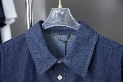 Letter Embroidered Denim Shirt