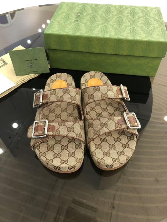 Brown All-Over Print Slippers
